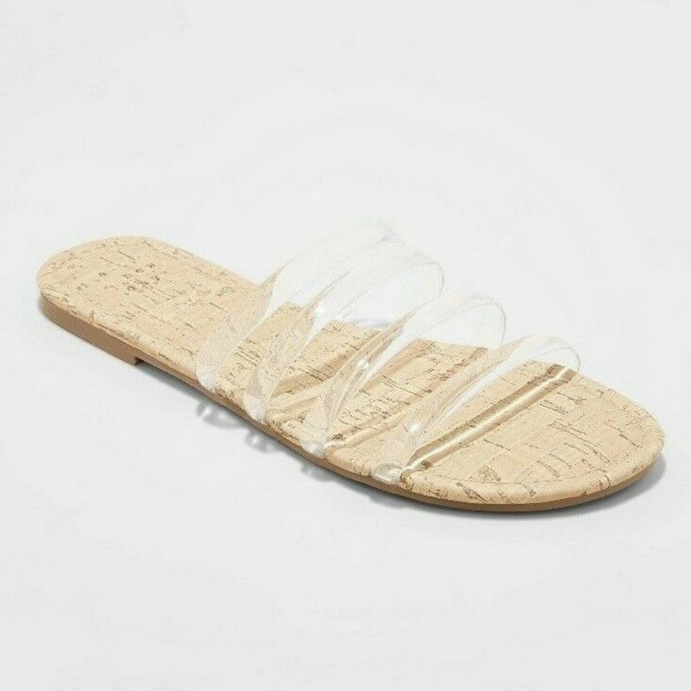 a new day Women's Slide Sandals Clear US Size 8.5M